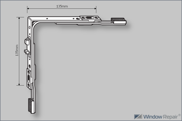 Eckumlenkung mit Schaltzunge senkrecht R600A03
